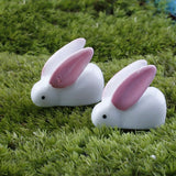 XBJ073 Mini 10 pcs Big ears white rabbit moss micro landscape decoration resin deco Garden deco Creative handicrafts