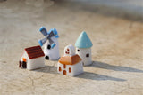 XBJ050 The windmill house 4pcs moss micro landscape decoration resin decoration creative arts and crafts Castle houses