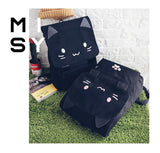 Women's Backpack Cute Cat Canvas Laptop Backpacks  School Bags for Teenage Girls Black Printing Rucksack Women Mochilas Mujer