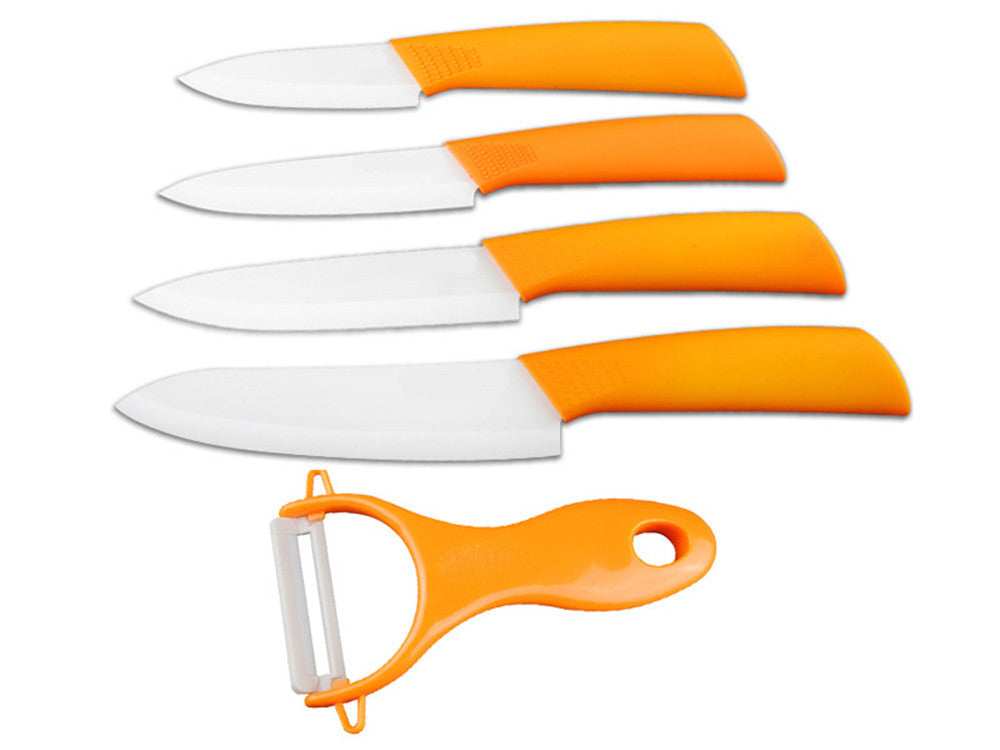 Ceramic Knife Set - 3 Knives & a Peeler - Multicolor