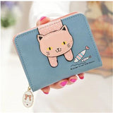 Women cute cat wallet small zipper girl wallet brand designed pu leather women coin purse female card holder wallet