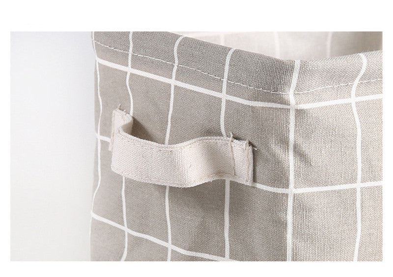 Grid Cotton Linen Office Desktop Storage Organizer Sundries Storage Box Cabinet Underwear Storage Basket Container