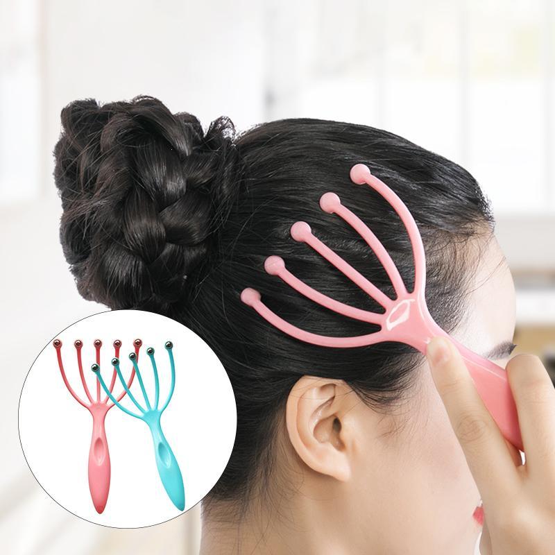 1Pc Five Finger Relax Massager Head Hair Held SPA Scalp Neck Stress Release Head Physician Steel Ball Massage Relaxation