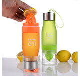 New Xmas Gift 650ml Water Bottle plastic Fruit infusion bottle Infuser Drink Outdoor Sports Juice lemon Portable Kettle