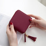 Hot Sale Square Women Coin Purses Holders Wallet Female Leather Tassel Pendant Money Wallets Hot Fashion Clutch Bag