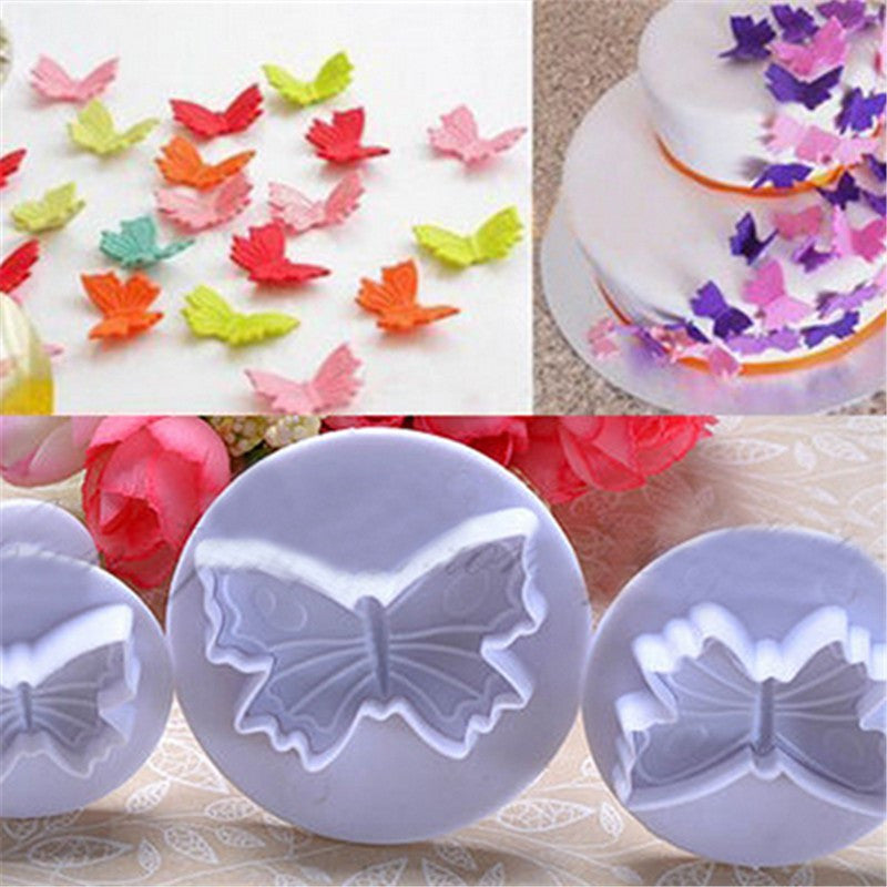 Butterfly Shape 3 pcs/Set Cookie DIY 3D Cute Animal Plastic Fondant Cake Butterfly Cookie Cutter Main image