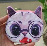 Coin Purses Wallet Ladies 3D Cat Dog Face Animal Change Money Bag Fashion Cute Small Zipper bag for Women Change Purse Pouch