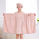 HELLOYOUNG Bowknot Women Bathroom Super Absorbent Quick-drying Microfiber Bath Towel Bath Robe Hair Towel Hair Dry Cap Set