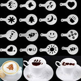 Coffee Mold Appuccino 16pcs/lot Latte pianting Stencil Mold Coffee Decor Barista Duster Art Template Strew Pad Duster