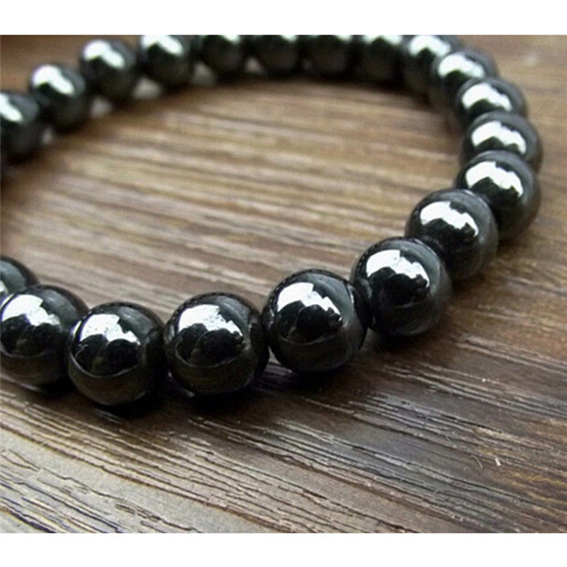 Unisex Luxury Slimming Bracelet Weight Loss Round Black Stone Magnetic Therapy Bracelet Health Care 1PCS