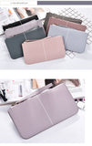 Long European&American zipper small fresh cell phone bag High-quality PU leather student thin multi-purpose wallet