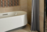 Gray Polyester Bathroom Waterproof Shower Curtains With Plastic Hooks