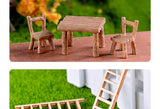 3pcs/Set Table Chair Resin Craft Micro Landscape Ornament Fairy Garden Miniature Terrarium Figurine Christmas Decoration