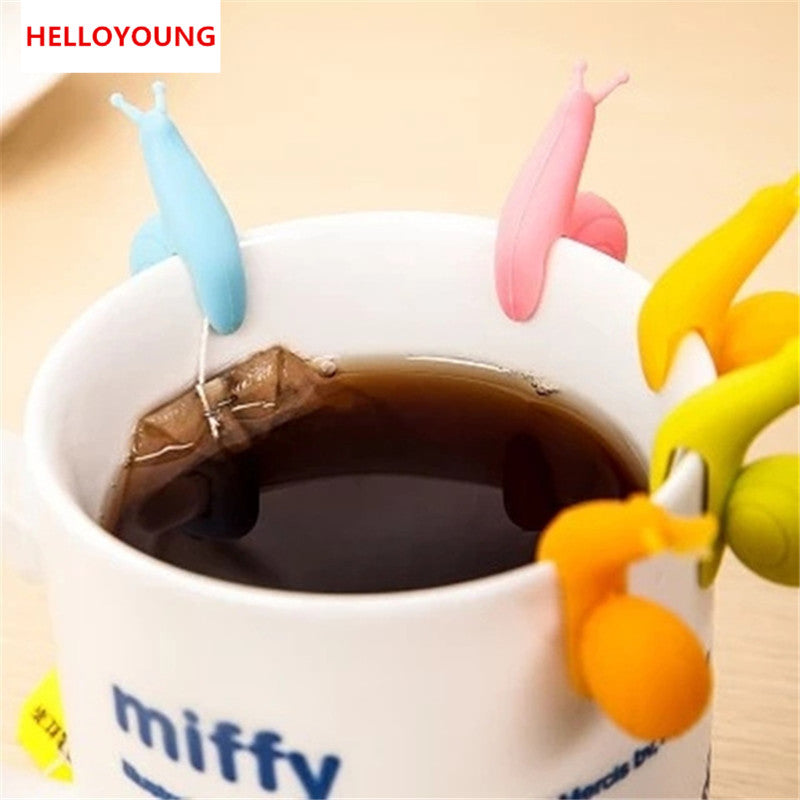 CJ058 Cute Snail Shape 10 pcs/Set Tea Bag Clip Cup Mug Tea Infusers Strainer Clips Party Decor Silicone Tea Bag Holder Main image