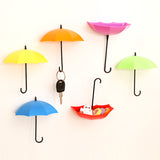 3Pcs/set Umbrella Shaped Dual Use Key Hanger Rack Creative Kitchen Bathroom Wall Decorative Holder Accessories Tools