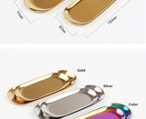 New Colorful Metal Storage Tray Gold Oval Dotted Fruit Plate Small Items Jewelry Display Tray Mirror