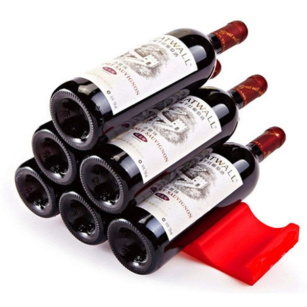 Novelty Fridge Can Beer Wine Bottle Rack Organiser Holder Mat Durable Silicone Stacking Tidy Tool Bar Accessories (Red& Blue)