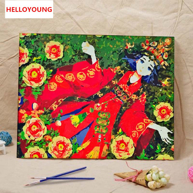 Angel girl Harmonious Gaze DIY Handpainted Oil Painting Digital Painting by numbers oil paintings chinese scroll paintings