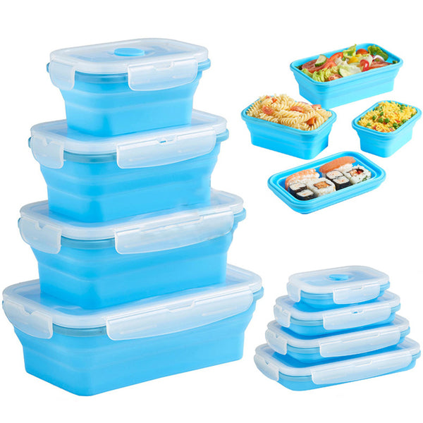 Silicone Lunch Box Portable Bowl Colorful Folding Food Container Lunchbox 350/500/800/1200ml Eco-Friendly