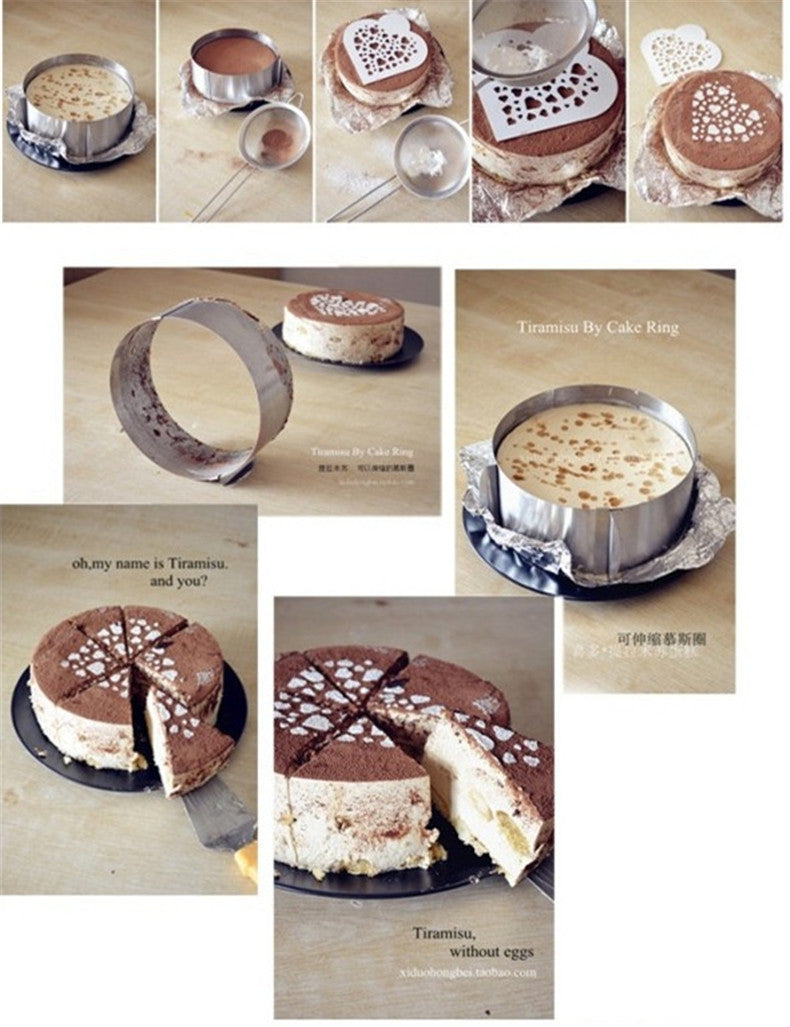 Retractable Stainless Steel 1 Pc Circle Mousse Ring Baking Tool Set Cake Mould Size Adjustable Bakeware 16-30cm