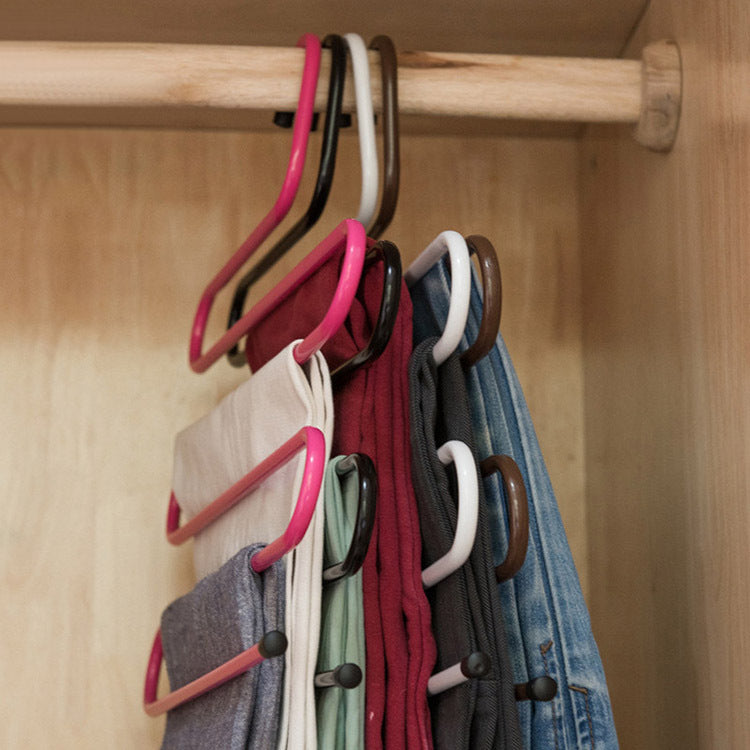 5 Tier Iron Racks S Shape Trousers Hanger Clothing Wardrobe Storage Organization Drying Hanger 1PC Secondary image
