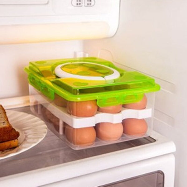 Bilayer Egg Storage Box 24 Grid Food Container Keep Eggs Fresh Organizer Kitchen Supplies