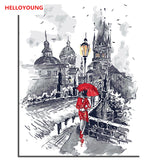HELLOYOUNG DIY Handpainted Oil Painting Red shang wait Digital Painting by numbers oil paintings chinese scroll paintings