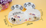 Dog Feeder Double Removable Stainless Steel Dog Bowl With Melamine Plastic Base Pet Dinner Dish Feeding And Watering Supplies