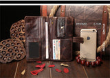 Oil wax leather men's leather wallet casual retro long wallet large capacity multi-position clutch men's purse