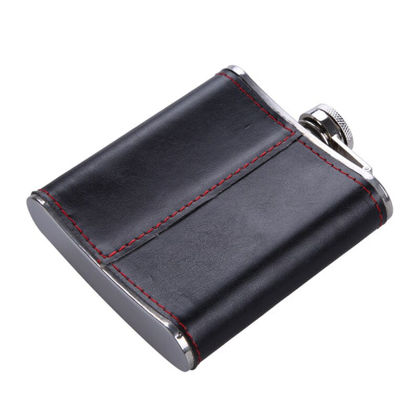 6oz Hip Flask PU Leather Wrapped Flagon Wine Pot Portable Stainless Steel Whiskey Wine Bottle Container Alcohol Drinkware