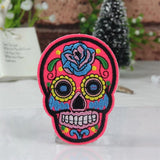 More Colors Flower Skull Skeleton Embroidery Iron On Patches Clothes Appliques Sew On Badge DIY Clothing Bag