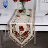 HELLOYOUNG Vintage Embroidered Peony Satin Fabric Cutwork Wedding Banquet Table Runner Dresser Scarf 4 Size