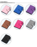 Candy color buttoned wallet multi-card female purse leather multi-card high-capacity Frosted zipper ladies clips