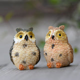 XBJ010 Terrarium Decor 2 PCSCute Owls Animal Resin Miniatures Figurine Craft Bonsai Pots Home Fairy Garden Ornament Decoration