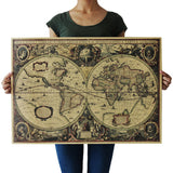 71x50cm Vintage Globe Old World Map Matte Brown Paper Poster Home Wall Decor
