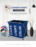 Collapsible Dirty clothes laundry basket Three grid bathroom laundry hamper Organizer home office metal storage basket