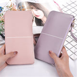 Long European&American zipper small fresh cell phone bag High-quality PU leather student thin multi-purpose wallet