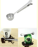 Hot Style Heathful Cooking Tool Stainless 1 Cup Ground Coffee Measuring Scoop Spoon with Bag Sealing Clip Good Helper