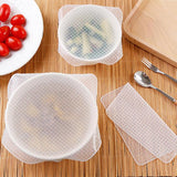 4Pcs/lot Reusable Silicone Wrap Seal Food Fresh Keeping Wrap Lid Cover Stretch Vacuum Food Wrap Kitchen Tools