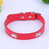 5 Colors Bone Pet Dog Collar Durable PU Leather Adjustable Puppy Cat Strap Collar S/M/L/XL 1.5cm