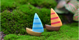 3pcs/lot micro-landscape decoration Mediterranean style Aegean sea zakka small sailing boat handmade aquarium decoration