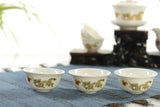 CJ242 High-grade Golden Dragon Milky White Jade Porcelain Ceramic Kung Fu Tea Set Cup Bone China Drinkware Gift Packaging