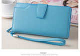 High-capacity candy-colored zipper wallet High quality Leather Handbag button Cross-shaped long section Wallets