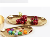 New Colorful Metal Storage Tray Gold Oval Dotted Fruit Plate Small Items Jewelry Display Tray Mirror