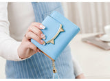 Korean Cute Cat Anime Leather Trifold Slim Mini Wallet Women Small Clutch Female Purse Coin Card Holder Dollar Bag Cuzdan