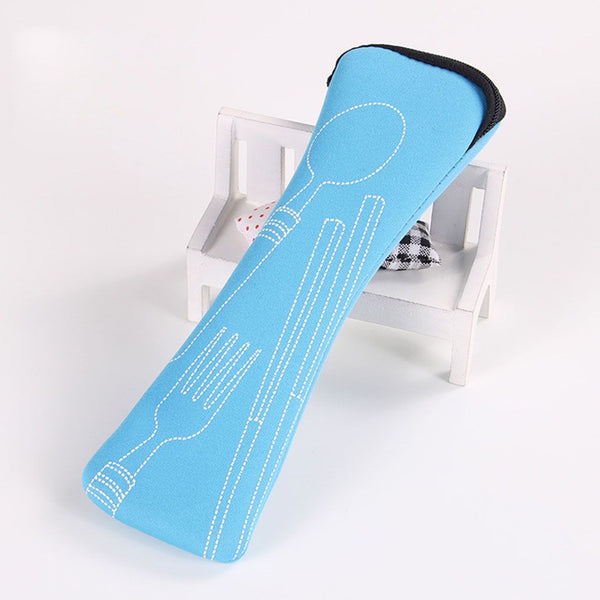 Travel accessories 1pcs popular 3x fork spoon stainless steel cutlery portable camping picnic bag