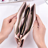 Long European&American zipper small fresh cell phone bag High-quality PU leather student thin multi-purpose wallet