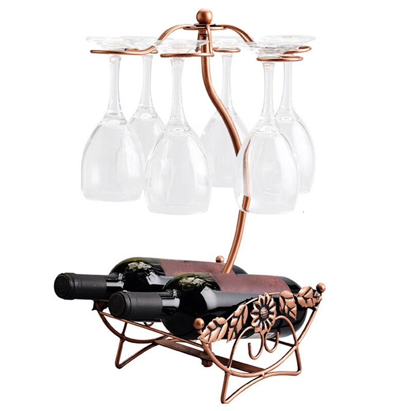 Wine Rack Wine Bottle Holder Glass Cup Holder Display Champagne Bottles Stand Hanging Drinking Glasses Stemware Rack Shelf Secondary image