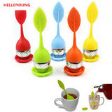 CJ049 Food-grade 1 pc Silicone & Stainless Steel Leaf Tea Leaf Strainer Herbal Spice Infuser Tea Filter