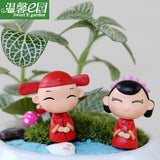 2pcs/lot Couple dolls Bride and groom Wedding decorations Micro landscape ornaments Chinese style creative ornaments Crafts